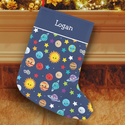 Solar System Pattern for Kids Small Christmas Stocking