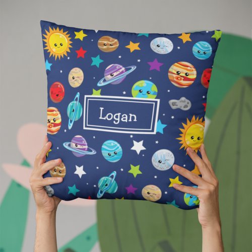 Solar System Pattern for Kids Throw Pillow