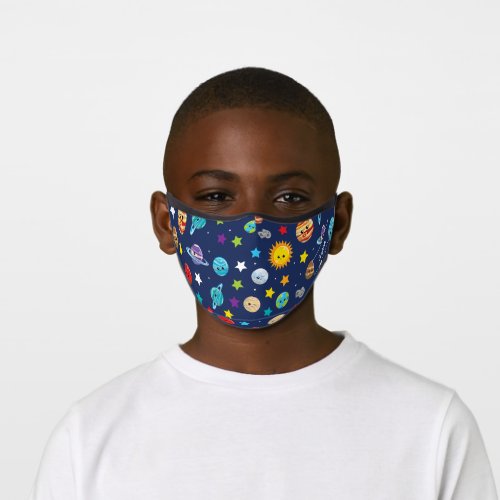 Solar System Pattern with Planets Fun Kids Premium Face Mask