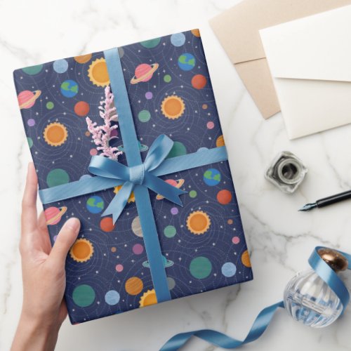 Solar System Pattern Wrapping Paper