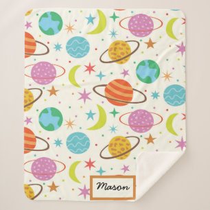Solar System Planet Outer Space Baby Personalized Sherpa Blanket