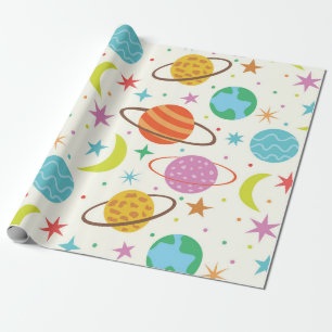 Solar System Planet Outer Space Pattern Wrapping Paper
