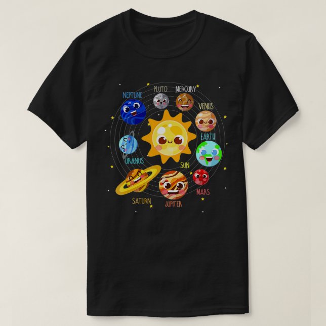 Solar System Planet Space Pluto Kids Future Astron T-Shirt (Design Front)