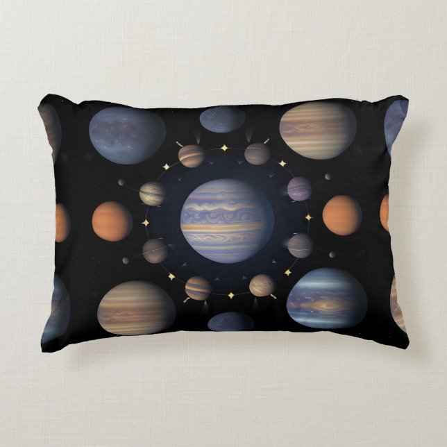 Solar System Planets Arranged in Space Accent Pillow (Front)