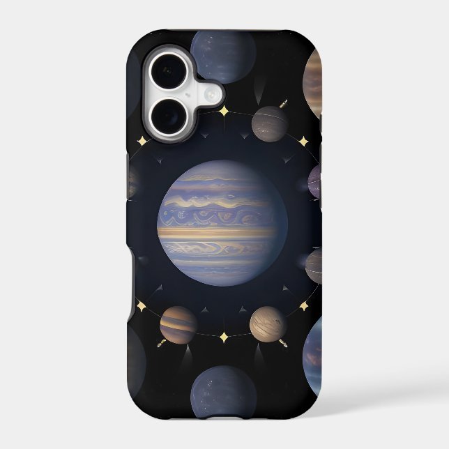 Solar System Planets Arranged in Space Iphone Case (Back)