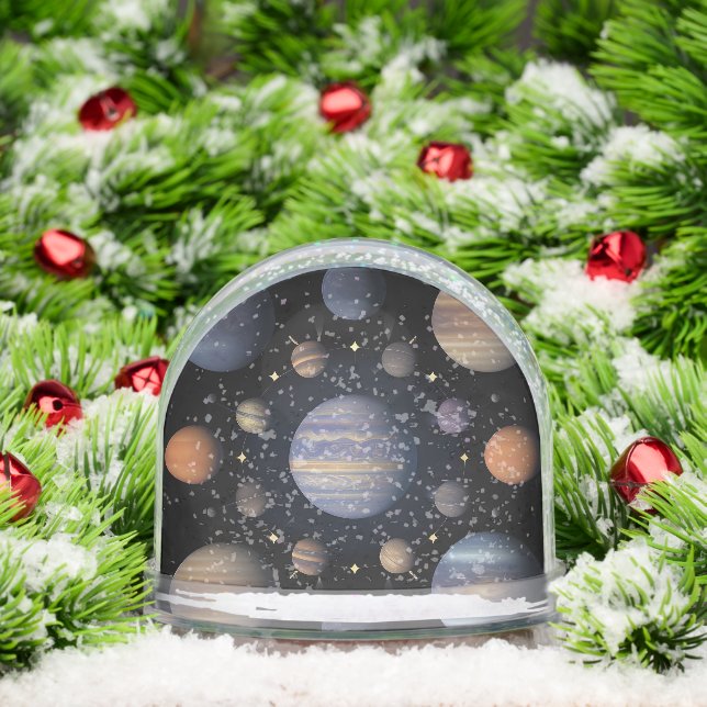 Solar System Planets Arranged in Space Snow Globe (Christmas)