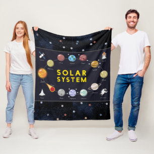 Solar System Planets Astronaut Kids Celestial Fleece Blanket