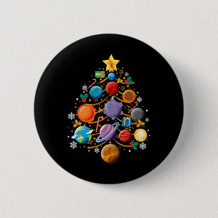 Solar System Planets Christmas Tree Astronomy Xmas Button