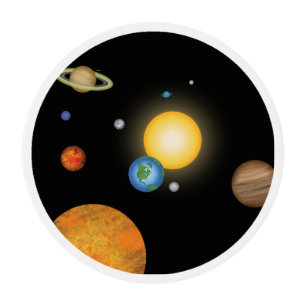 Solar System Planets in Deep Dark Space Cosmic Edible Frosting Rounds