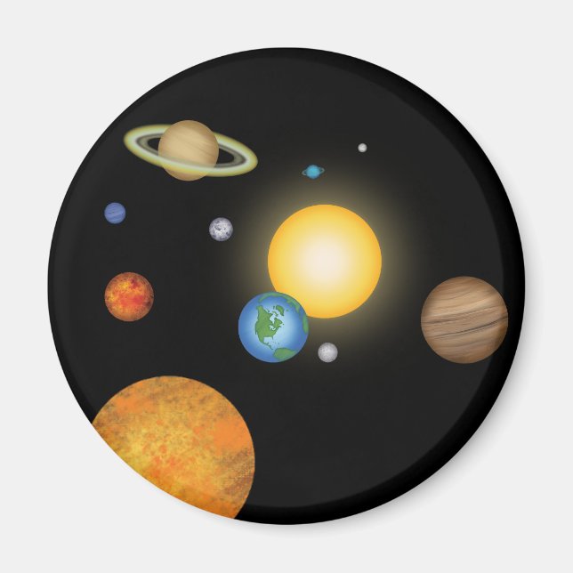 Solar System Planets in Deep Dark Space Cosmic Magnet (Front)