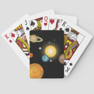 Solar System Planets in Deep Dark Space Poker Cards