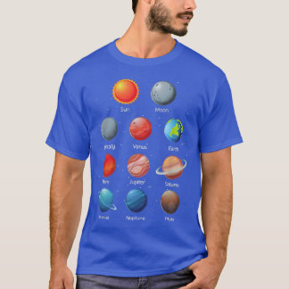 Solar System Planets In Space Science Vintage T-Shirt