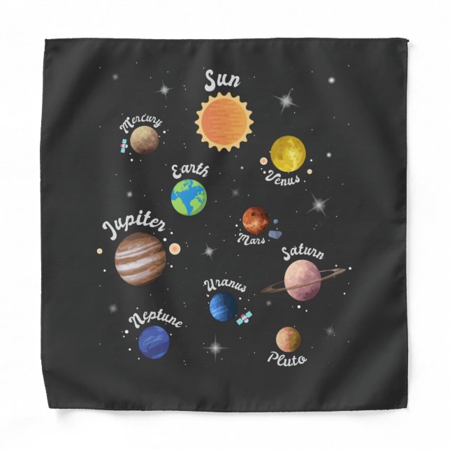 Solar System Planets Kids Knowledge Outer Space Ca Bandana (Front)