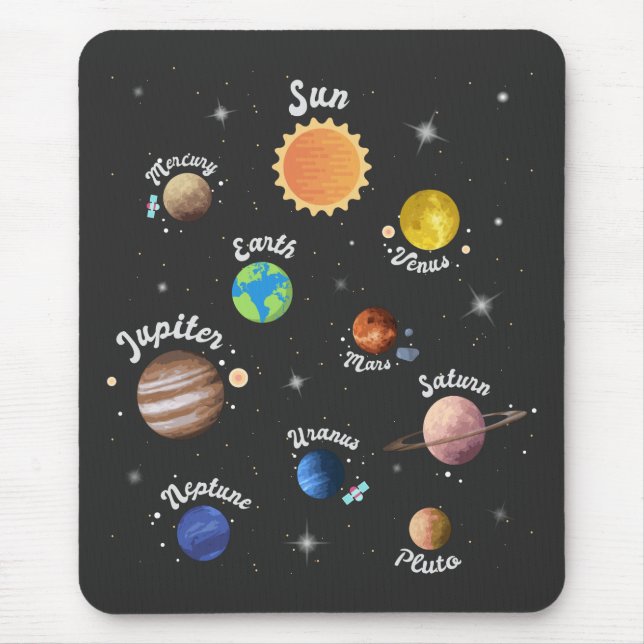 Solar System Planets Kids Knowledge Outer Space Ca Mouse Pad (Front)