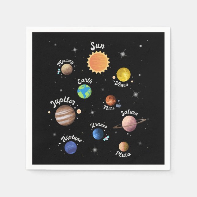 Solar System Planets Kids Knowledge Outer Space Ca Napkins (Front)