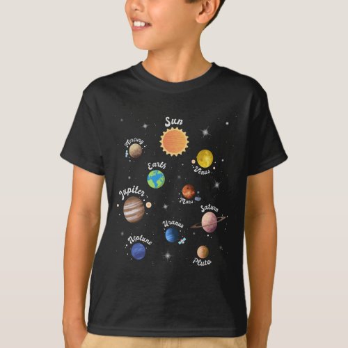 Solar System Planets Kids Knowledge Outer Space Ca T_Shirt