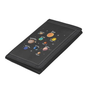 Solar System Planets Kids Knowledge Outer Space Ca Trifold Wallet