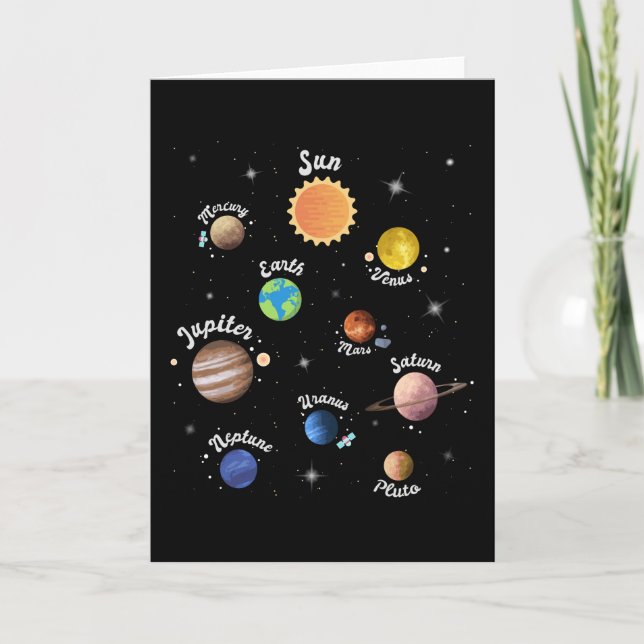 Solar System Planets Kids Knowledge Outer Space Card (Front)
