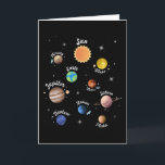 Solar System Planets Kids Knowledge Outer Space Card<br><div class="desc">Learn all about the solar system with this cool design. See all the planets. Earth,  Neptune,  Mars,  Uranus,  Saturn,  Mercury,  Jupiter,  Venus and moreover the minor planet Pluto,  along with the Sun.</div>
