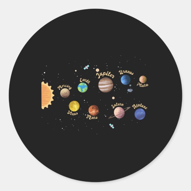 Solar System Planets Kids Knowledge Outer Space Classic Round Sticker (Front)