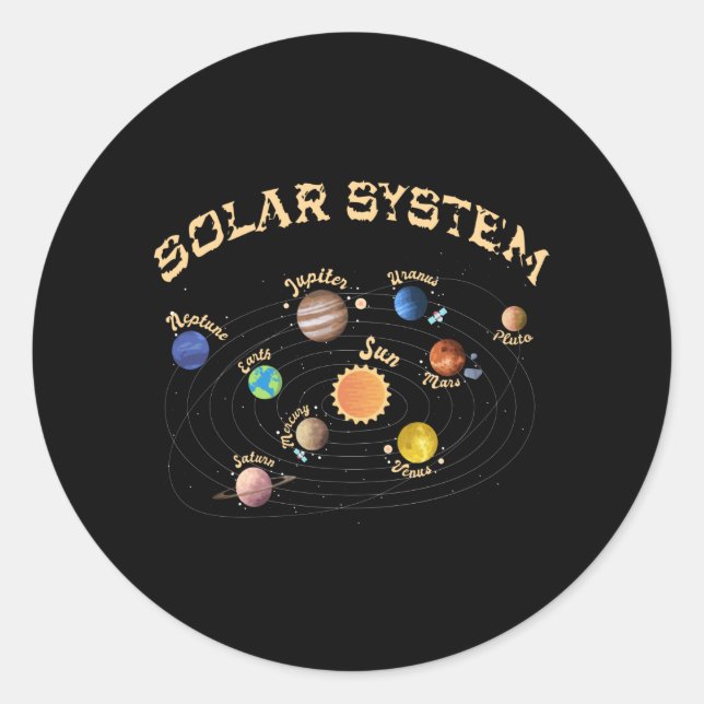 Solar System Planets Kids Knowledge Outer Space Classic Round Sticker (Front)