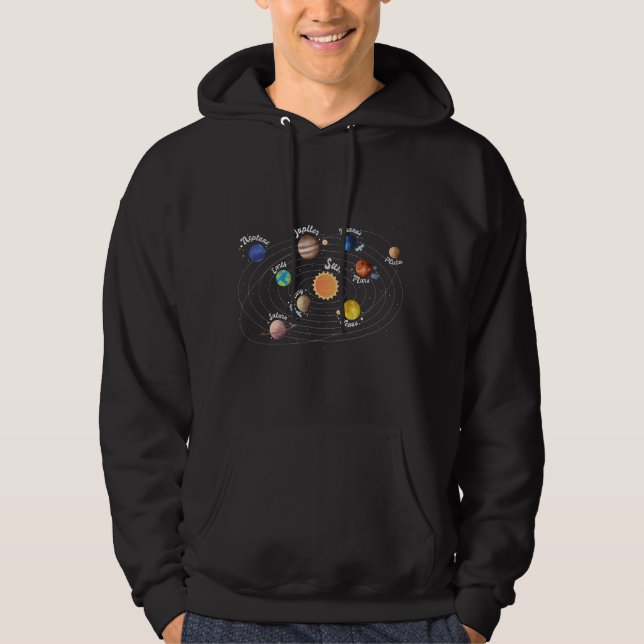 Solar System Planets Kids Knowledge Outer Space Hoodie (Front)