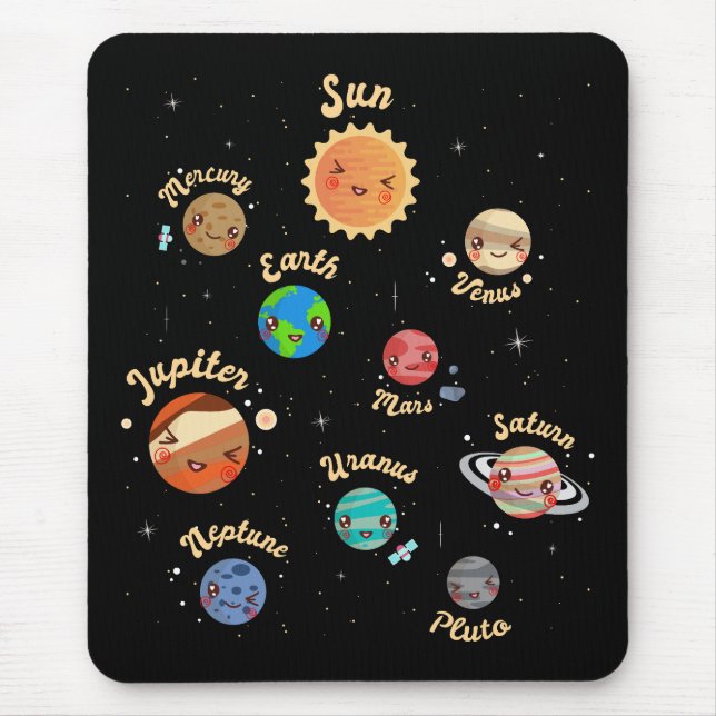 Solar System Planets Kids Knowledge Outer Space Mouse Pad (Front)