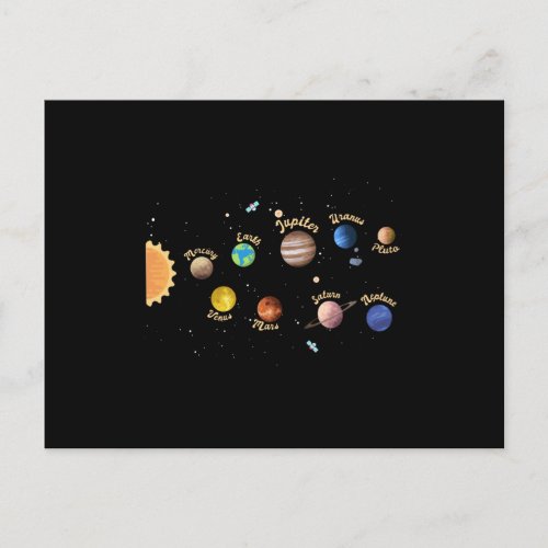 Solar System Planets Kids Knowledge Outer Space Postcard