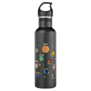 Solar System Planets Kids Knowledge Outer Space Stainless Steel Water Bottle