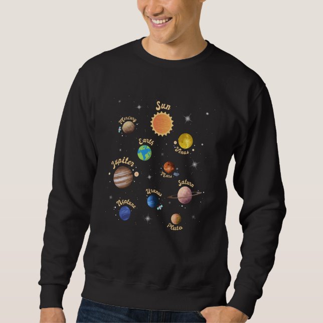 Solar System Planets Kids Knowledge Outer Space Sweatshirt (Front)