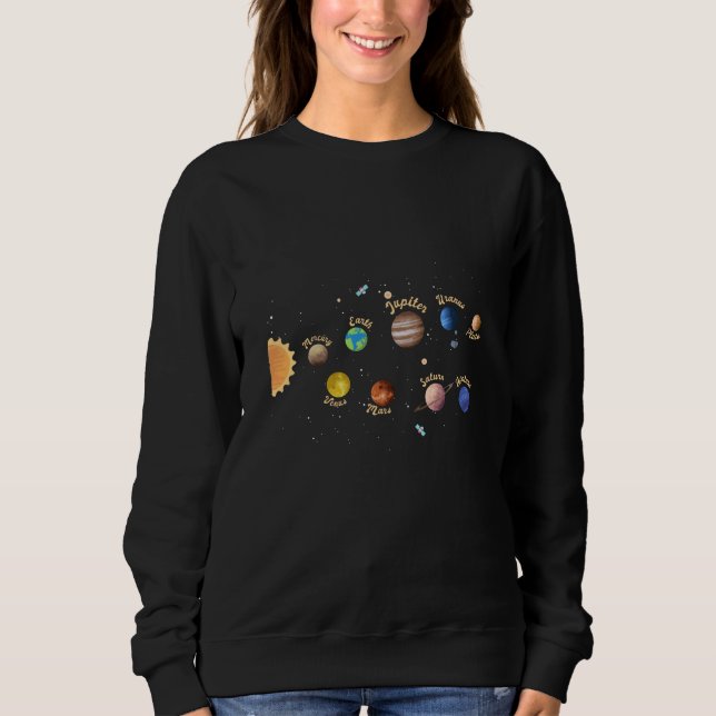 Solar System Planets Kids Knowledge Outer Space Sweatshirt (Front)