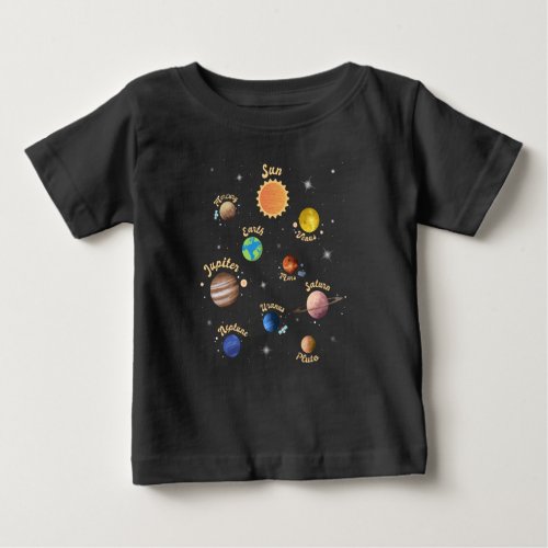 Solar System Planets Kids Knowledge Outer Space T_ Baby T_Shirt