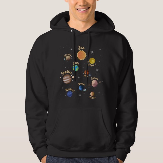 Solar System Planets Kids Knowledge Outer Space T- Hoodie (Front)