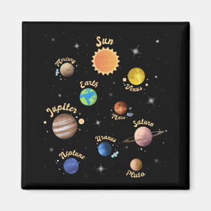 Solar System Planets Kids Knowledge Outer Space T- Magnet