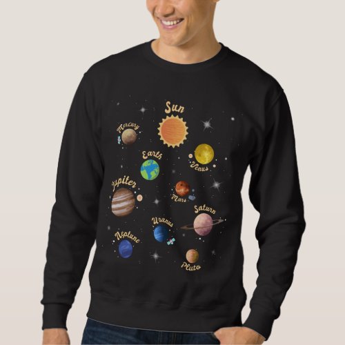 Solar System Planets Kids Knowledge Outer Space T_ Sweatshirt