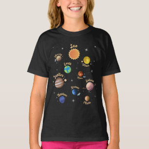 Solar System Planets Kids Knowledge Outer Space T- T-Shirt