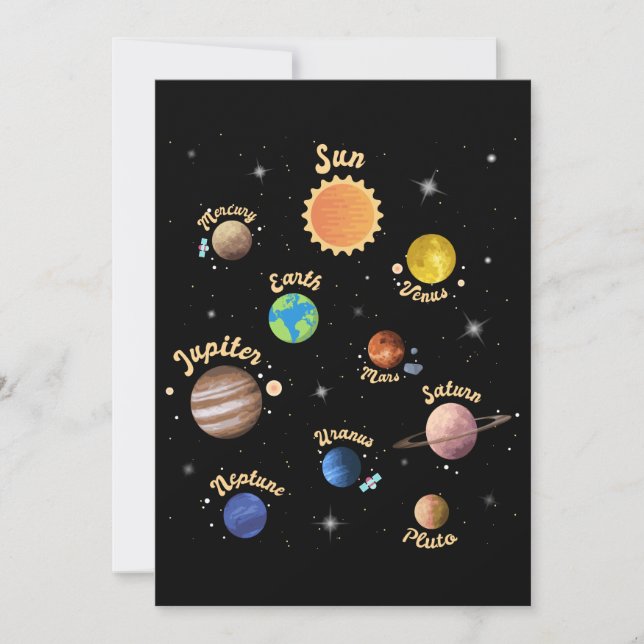 Solar System Planets Kids Knowledge Outer Space T- Thank You Card (Front)