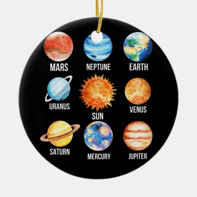 Solar System Planets Science Earth Ceramic Ornament (Front)