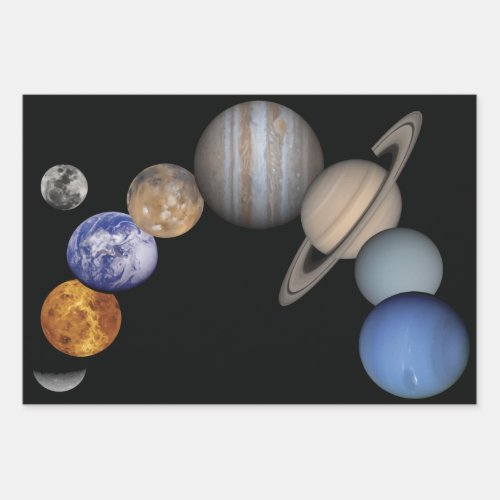 Solar System Planets Science Illustration Wrapping Paper Sheets
