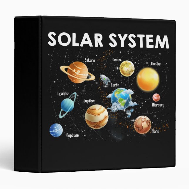 Solar System Planets Science Space 3 Ring Binder (Front/Spine)