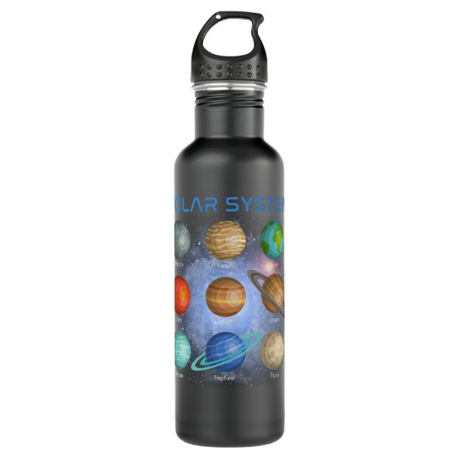 Solar System Planets Science Space Boys Girls Astr Stainless Steel Water Bottle (Front)