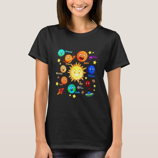 Solar System Planets Science Space Boys Girls Kids T-Shirt (Front)
