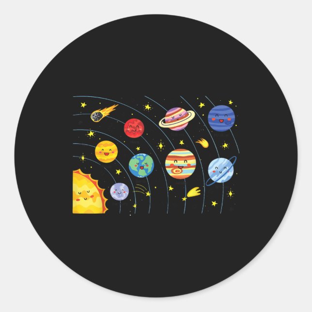 Solar System Planets Science Space Boys Girls Stem Classic Round Sticker (Front)