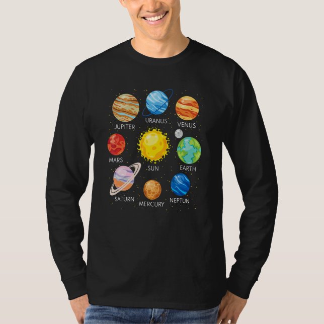 Solar System Planets Science Space Galaxy Universe T-Shirt (Front)