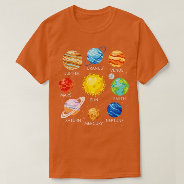 Solar System Planets Science Space Galaxy Universe T-Shirt (Design Front)