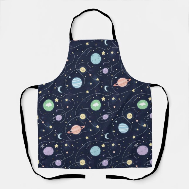 Solar System Planets Seamless Pattern Apron (Front)