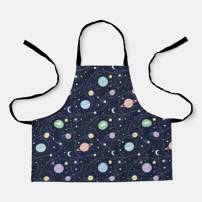 Solar System Planets Seamless Pattern Apron (Front)