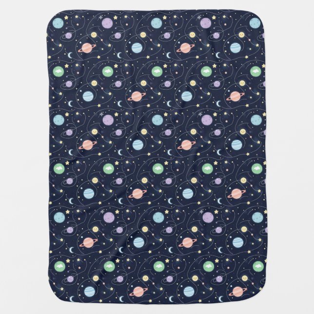 Solar System Planets Seamless Pattern Baby Blanket (Front)