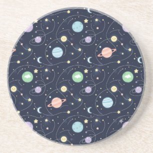 Solar System Planets Seamless Pattern Coaster