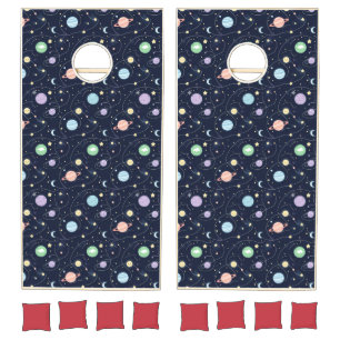 Solar System Planets Seamless Pattern Cornhole Set